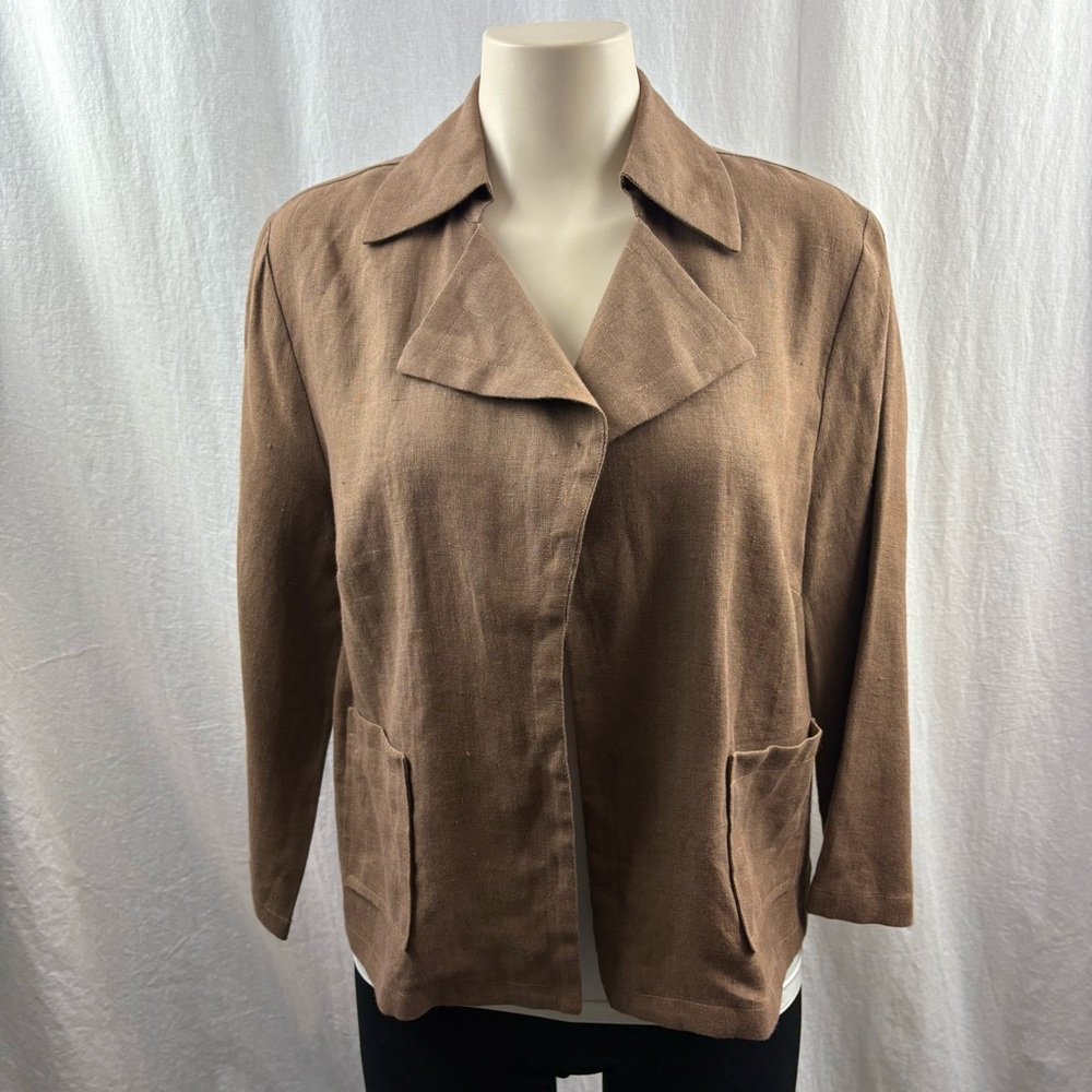 Francesca Mammoliti Brown Linen Women's Open Blazer 10